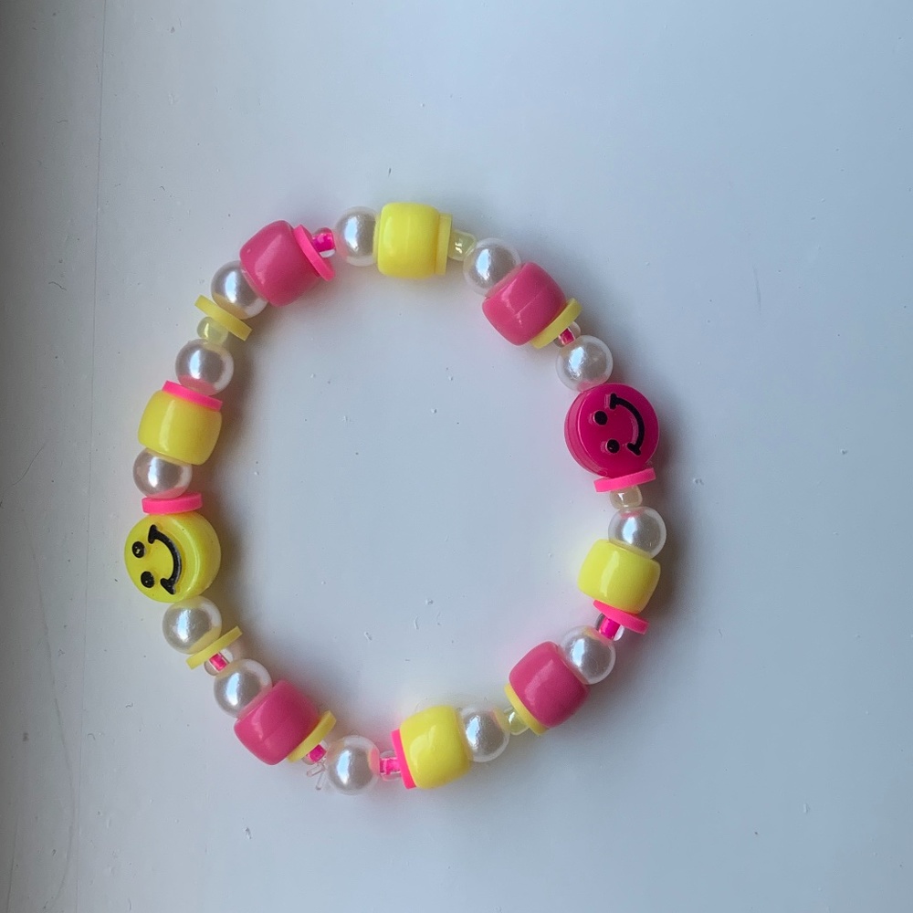 Pink and Yellow Smiley face bracelet